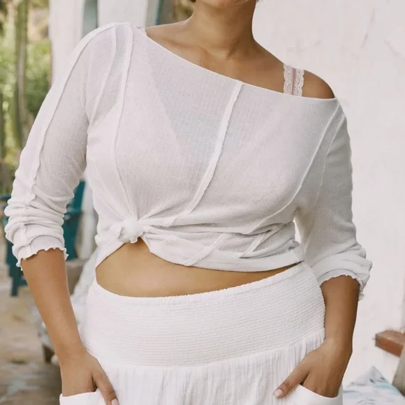 Pilcro Long-Sleeve Sheer Corset Tee - Picture 4 of 8